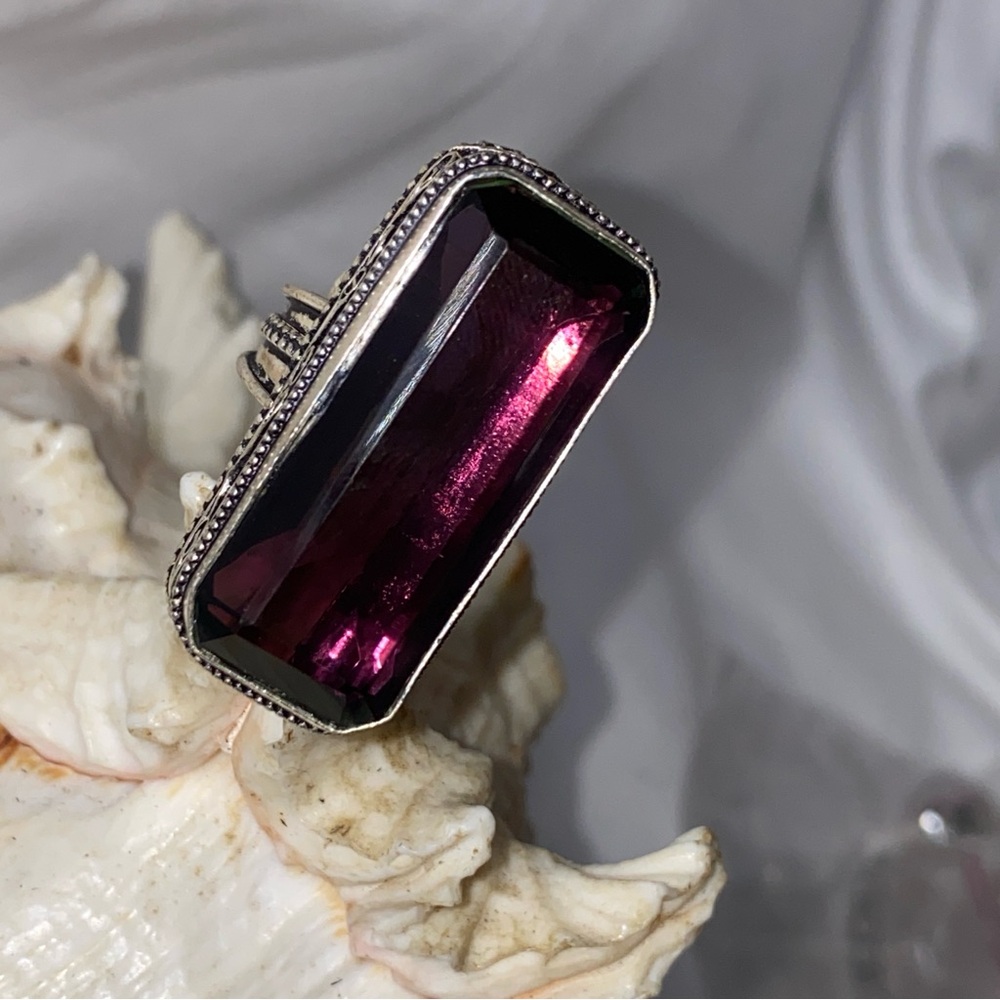 Exotic Syberian Plum Quartz Handcrafted vintage 925 ring - Picture 6 of 12